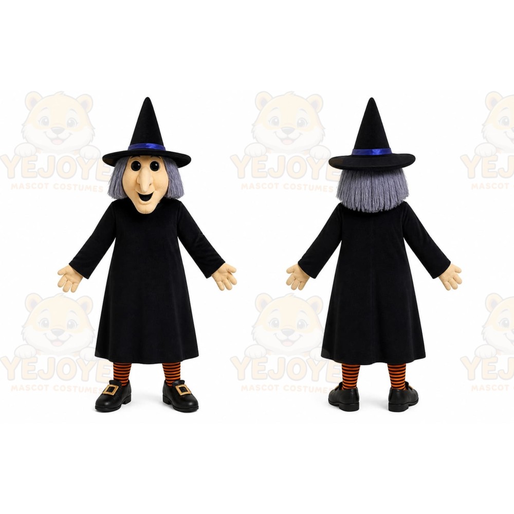 Black Witch Mascot Costume with Custom Logo