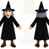 Black Witch Mascot Costume with Custom Logo