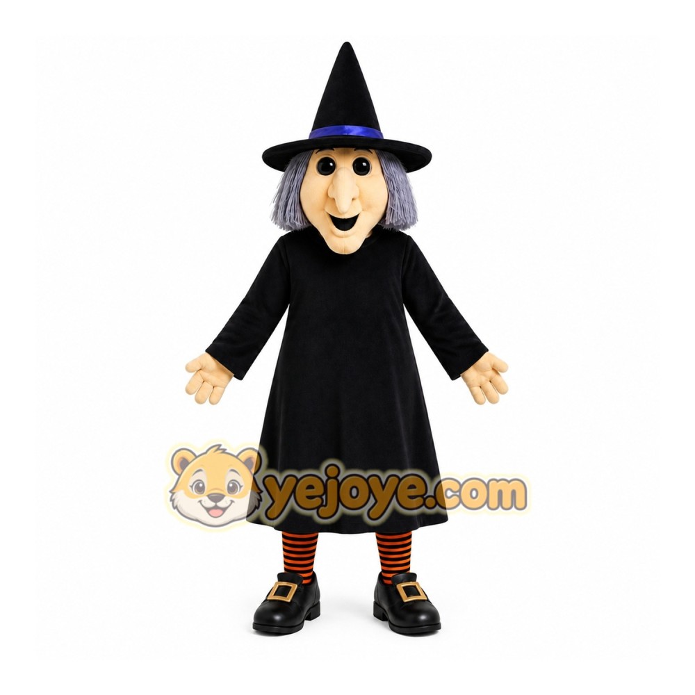 Black Witch Mascot Costume with Custom Logo Black Witch Mascot Costume with Custom Logo