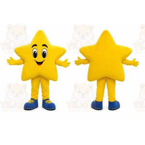 Yellow Star Mascot Costume with Custom Logo