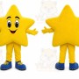 Yellow Star Mascot Costume with Custom Logo