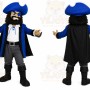 Blue Pirate Mascot Costume with Custom Logo