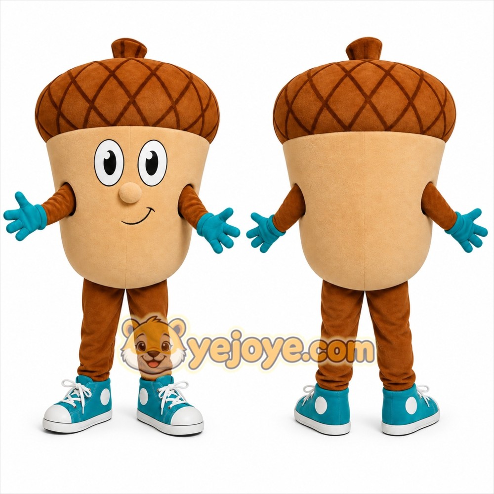 Brown Acorn Mascot Costume with Custom Logo Brown Acorn Mascot Costume with Custom Logo