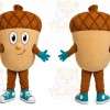 Brown Acorn Mascot Costume with Custom Logo