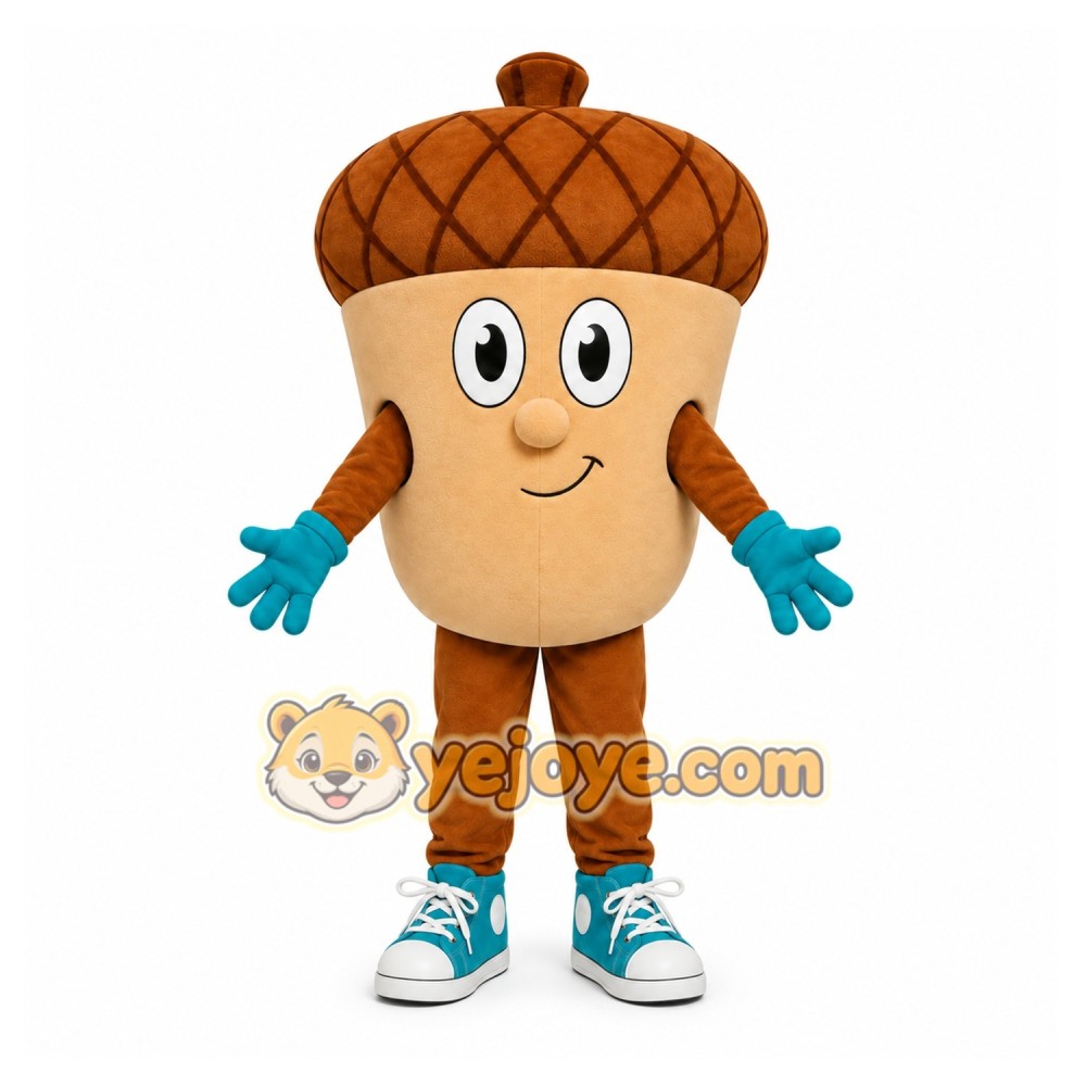 Brown Acorn Mascot Costume with Custom Logo Brown Acorn Mascot Costume with Custom Logo
