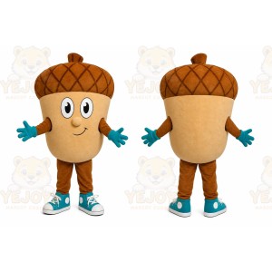 Brown Acorn Mascot Costume with Custom Logo