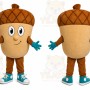 Brown Acorn Mascot Costume with Custom Logo
