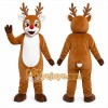 Brown Reindeer Mascot Costume with Custom Logo