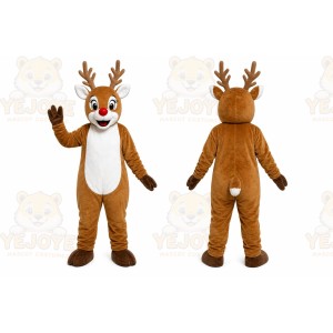 Brown Reindeer Mascot Costume with Custom Logo