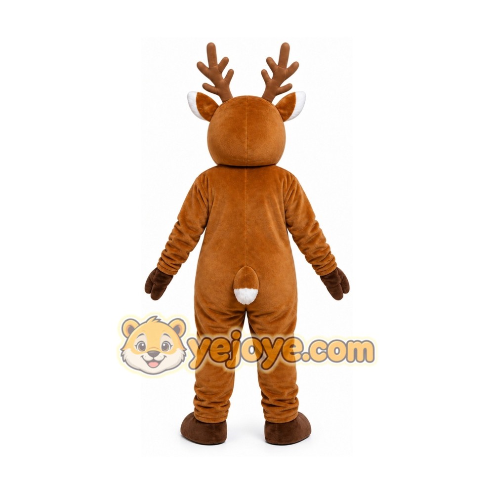 Brown Reindeer Mascot Costume with Custom Logo
