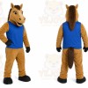 Brown Horse Mascot Costume with Custom Logo