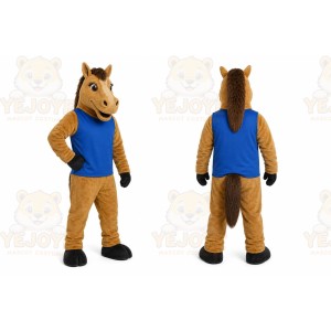 Brown Horse Mascot Costume with Custom Logo