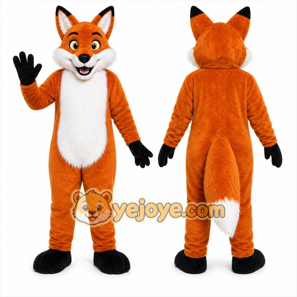 Orange Fox Mascot Costume with Custom Logo Orange Fox Mascot Costume with Custom Logo