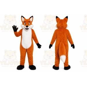 Orange Fox Mascot Costume with Custom Logo