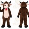 Brown Cow Mascot Costume with Custom Logo