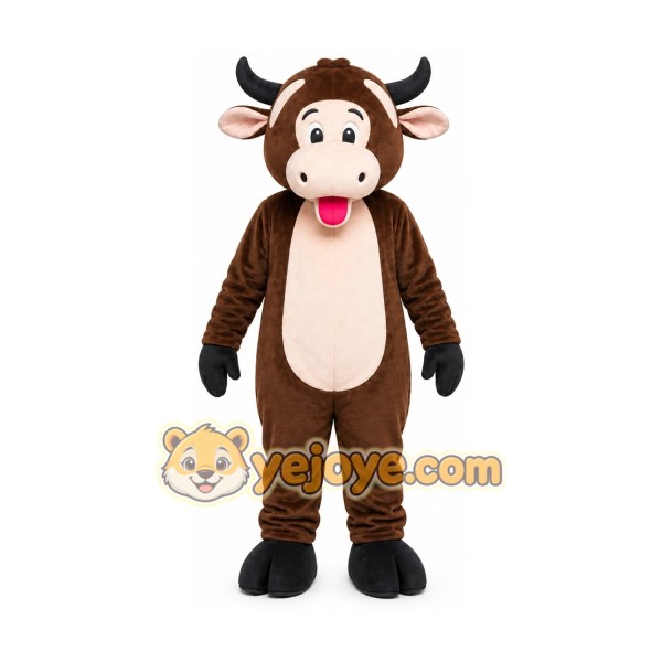 Brown Cow Mascot Costume with Custom Logo Brown Cow Mascot Costume with Custom Logo