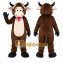 Brown Cow Mascot Costume with Custom Logo