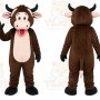 Brown Cow Mascot Costume with Custom Logo