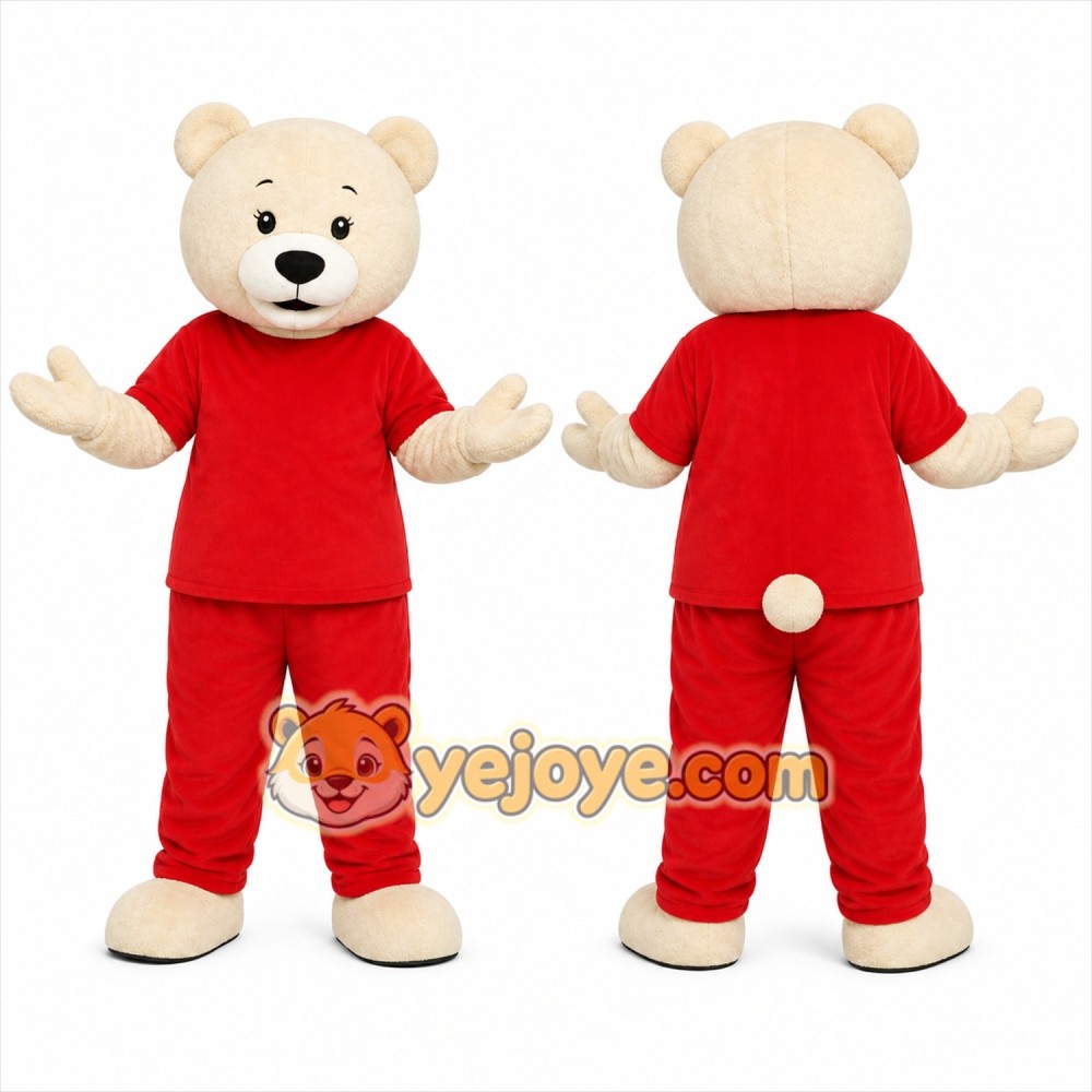 Red Bear Mascot Costume with Custom Logo Red Bear Mascot Costume with Custom Logo
