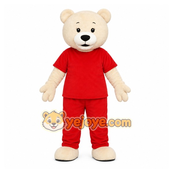 Red Bear Mascot Costume with Custom Logo