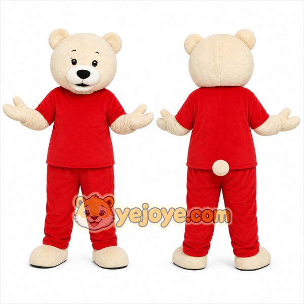 Red Bear Mascot Costume with Custom Logo