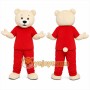 Red Bear Mascot Costume with Custom Logo