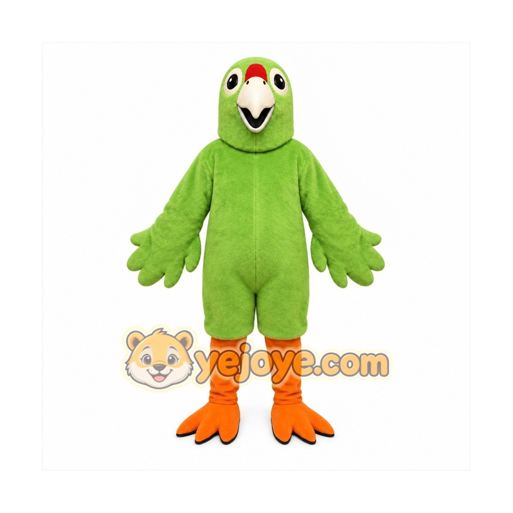 Green Bird Mascot Costume with Custom Logo