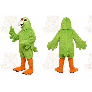 Green Bird Mascot Costume with Custom Logo