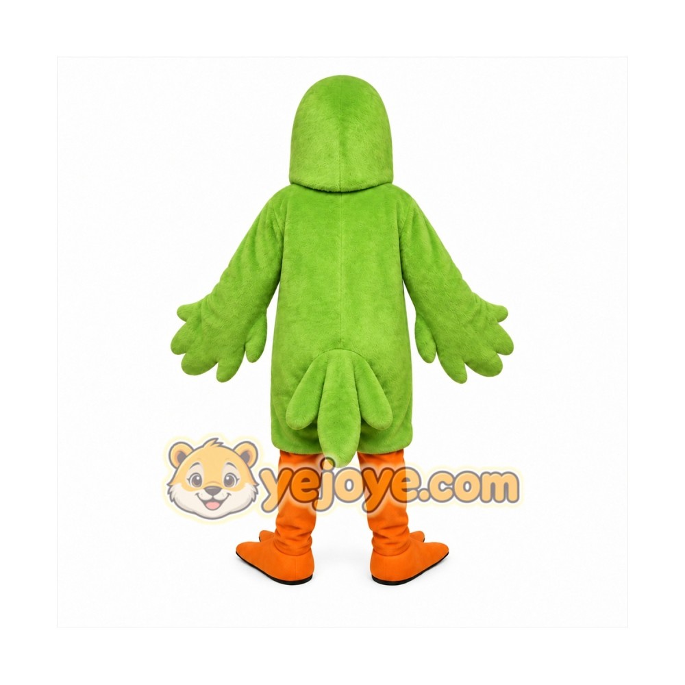 Green Bird Mascot Costume with Custom Logo