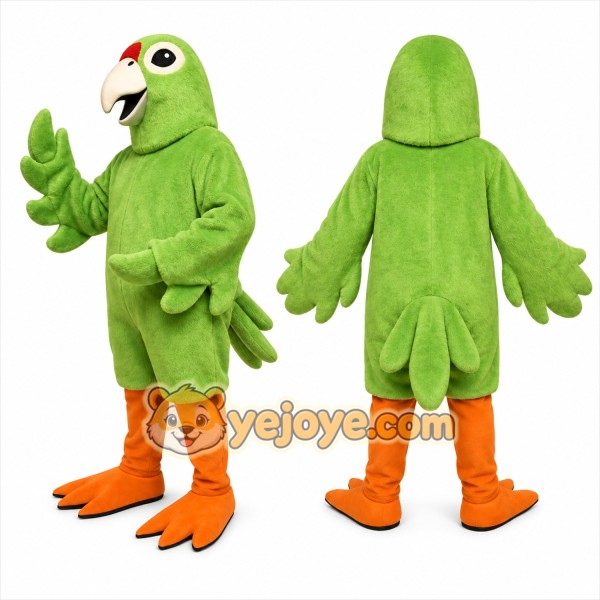 Green Bird Mascot Costume with Custom Logo