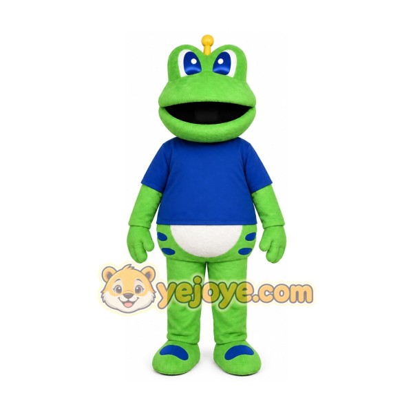 Green Frog Mascot Costume with Custom Logo Green Frog Mascot Costume with Custom Logo