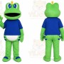 Green Frog Mascot Costume with Custom Logo