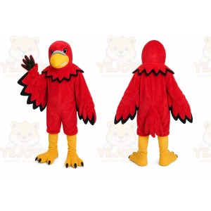Red Bird Mascot Costume with Custom Logo