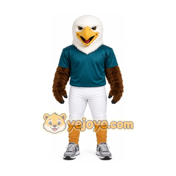 White Eagle Mascot Costume with Custom Logo
