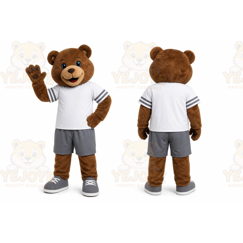 Brown Bear Mascot Costume with Custom Logo