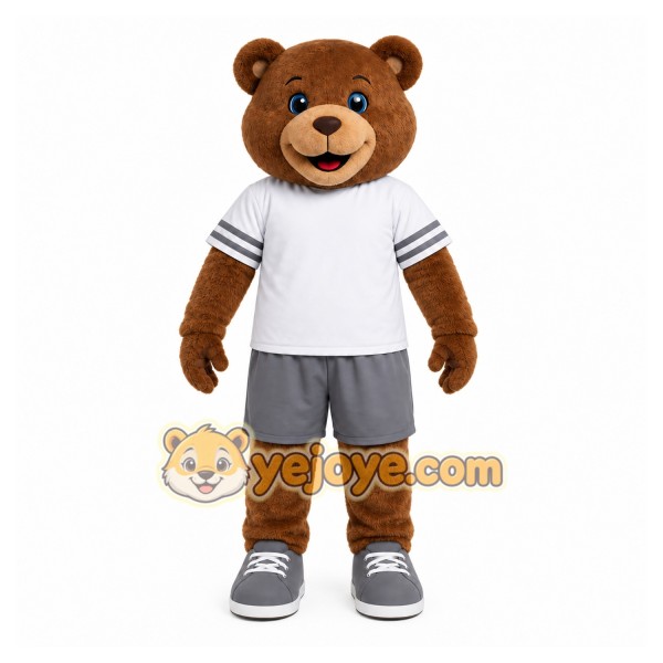 Brown Bear Mascot Costume with Custom Logo