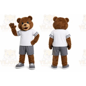 Brown Bear Mascot Costume with Custom Logo