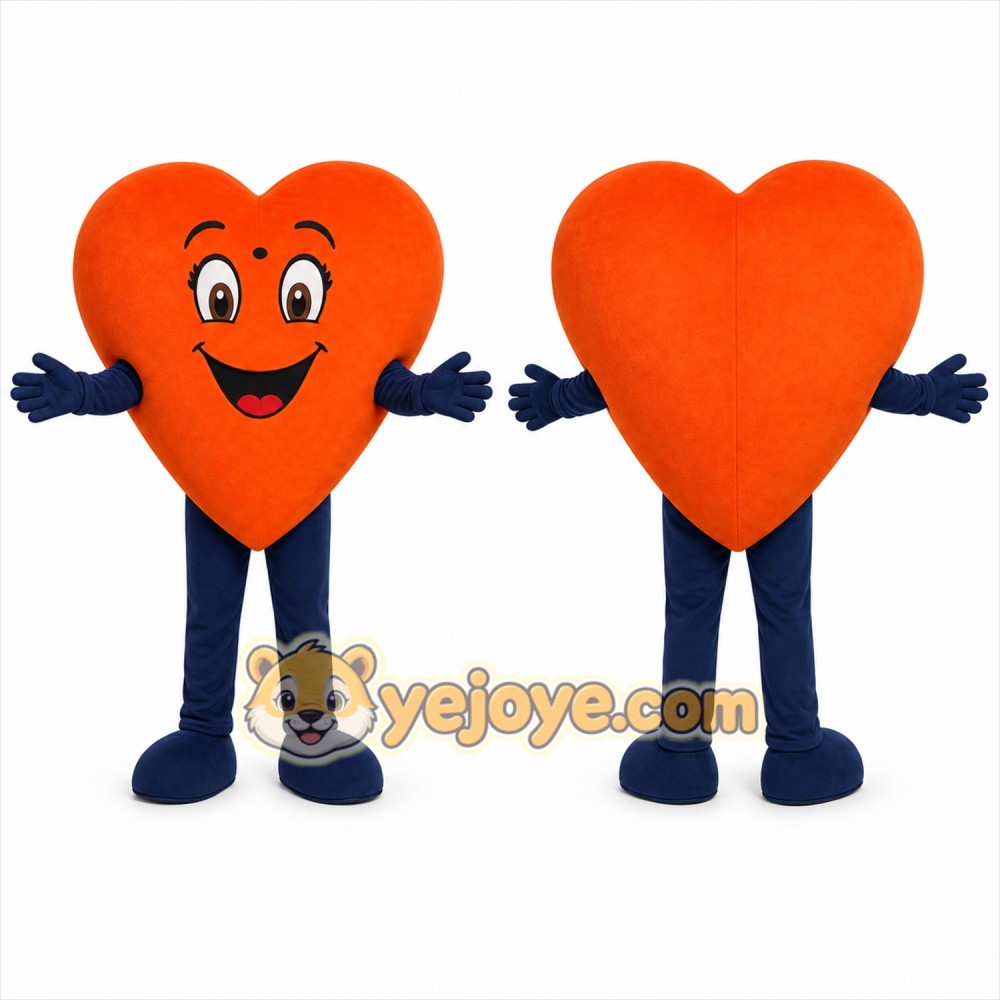 Orange Heart Mascot Costume with Custom Logo Orange Heart Mascot Costume with Custom Logo