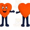 Orange Heart Mascot Costume with Custom Logo