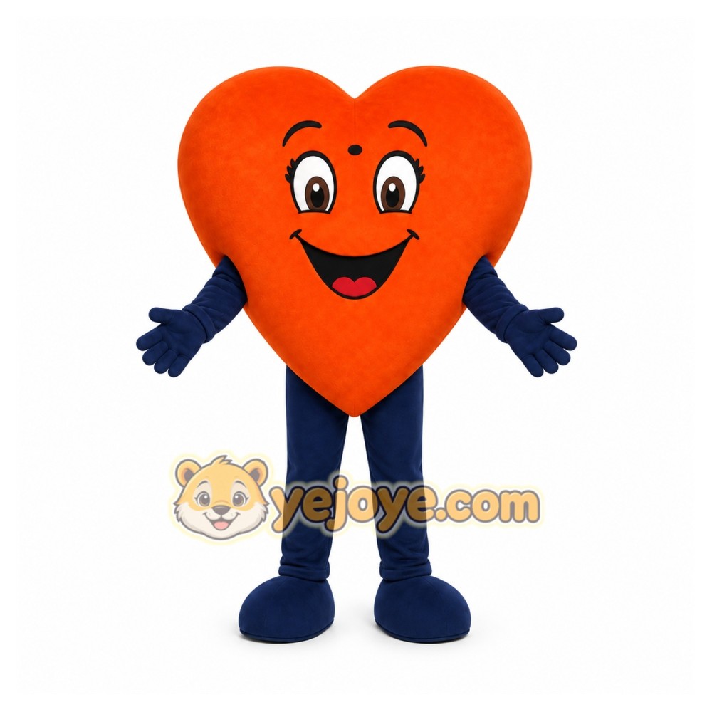 Orange Heart Mascot Costume with Custom Logo Orange Heart Mascot Costume with Custom Logo