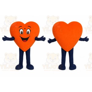 Orange Heart Mascot Costume with Custom Logo