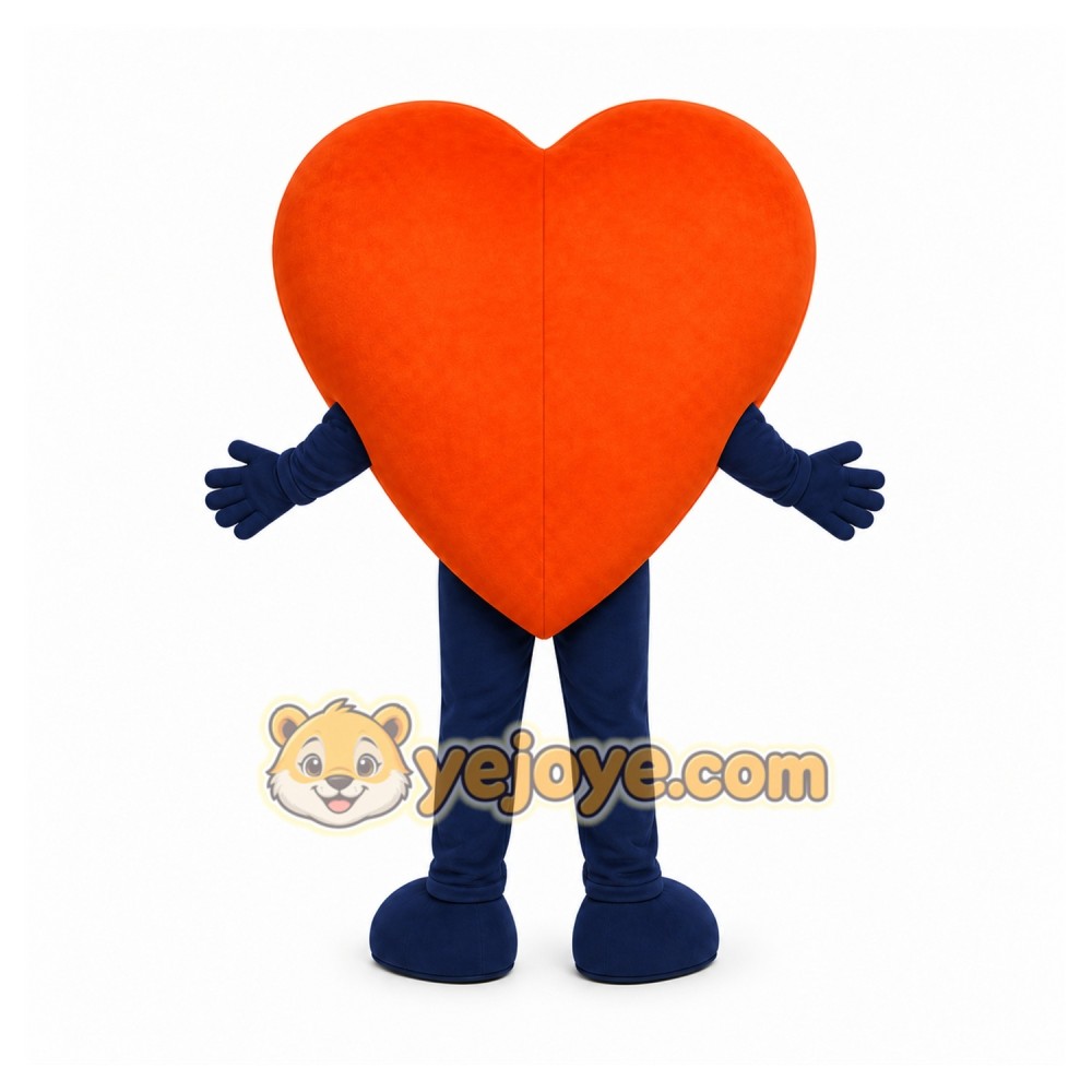 Orange Heart Mascot Costume with Custom Logo Orange Heart Mascot Costume with Custom Logo