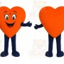 Orange Heart Mascot Costume with Custom Logo