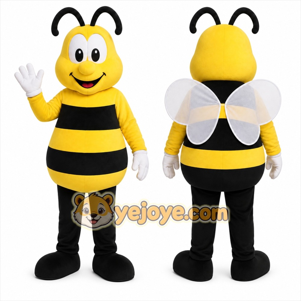 Yellow Bee Mascot Costume with Custom Logo Yellow Bee Mascot Costume with Custom Logo