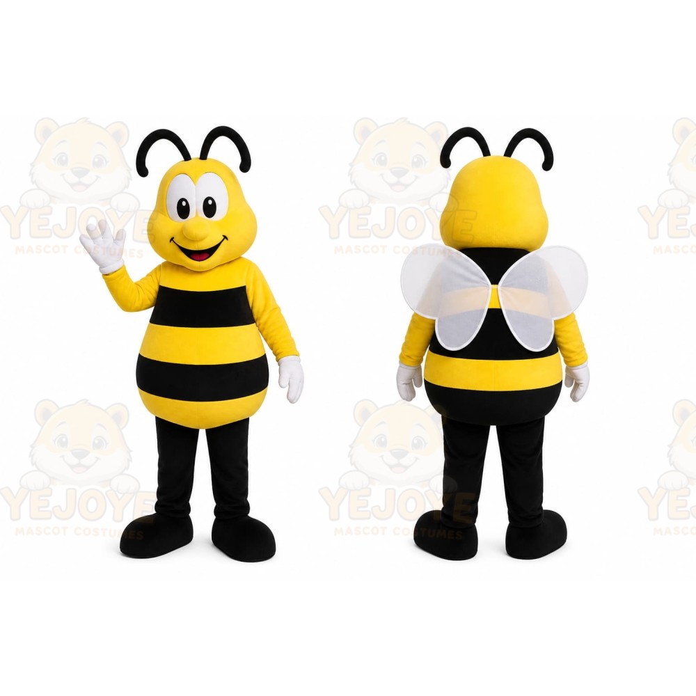 Yellow Bee Mascot Costume with Custom Logo