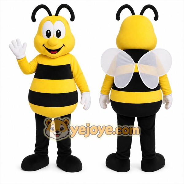 Yellow Bee Mascot Costume with Custom Logo