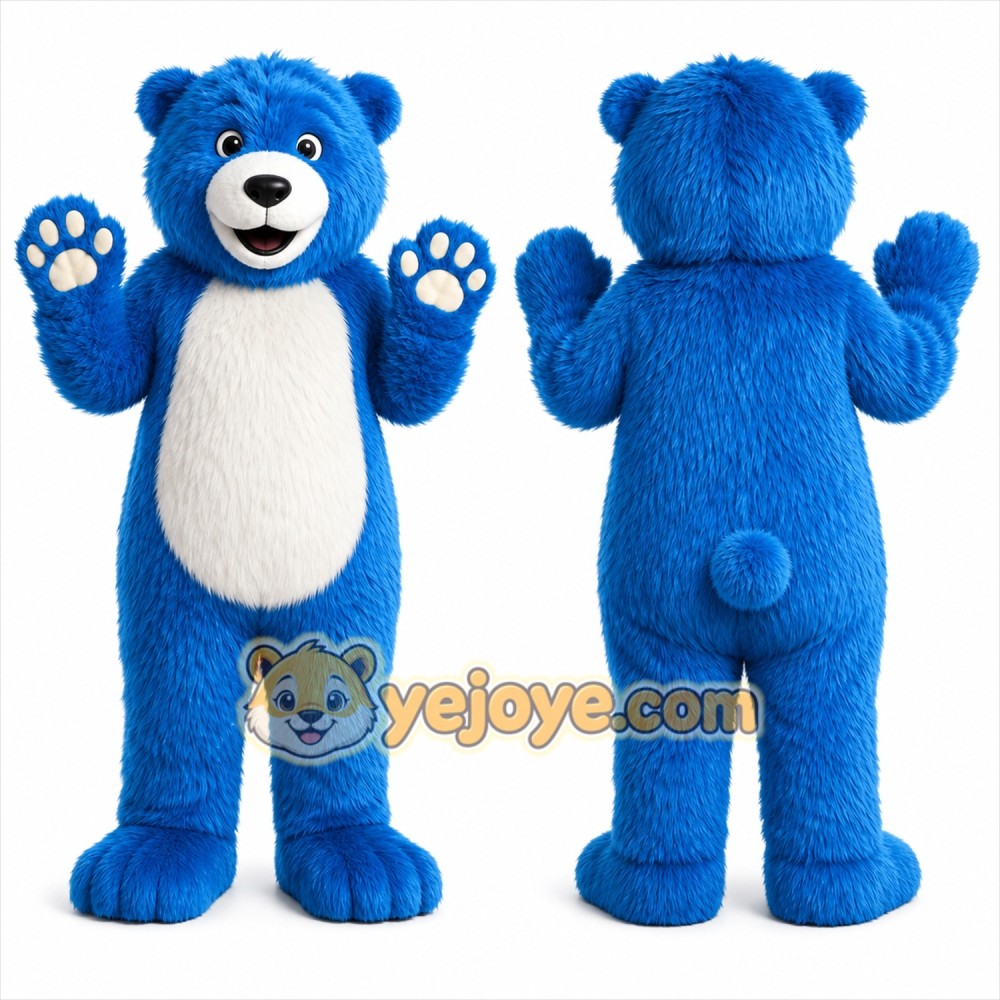 Blue Bear Mascot Costume with Custom Logo Blue Bear Mascot Costume with Custom Logo