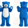 Blue Bear Mascot Costume with Custom Logo