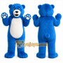Blue Bear Mascot Costume with Custom Logo