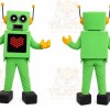 Green Robot Mascot Costume with Custom Logo